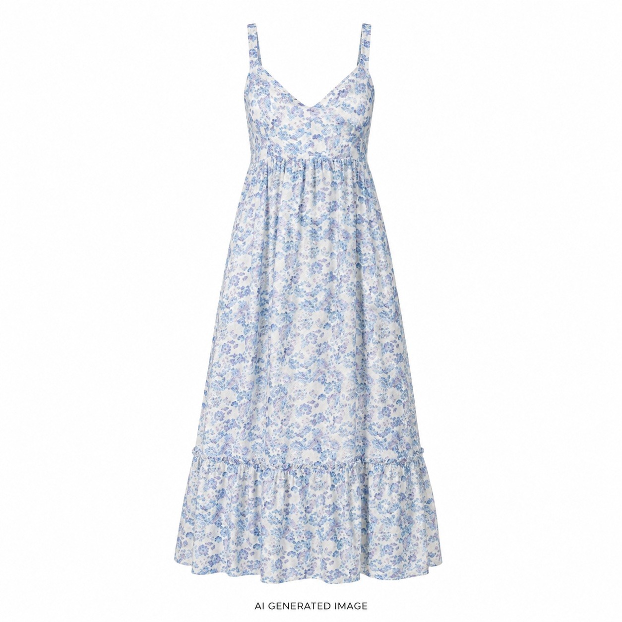 Lulus Maxi Dress Womens Small Blue Floral Tie-Back Tiered V-Neck Sleeveless Boho